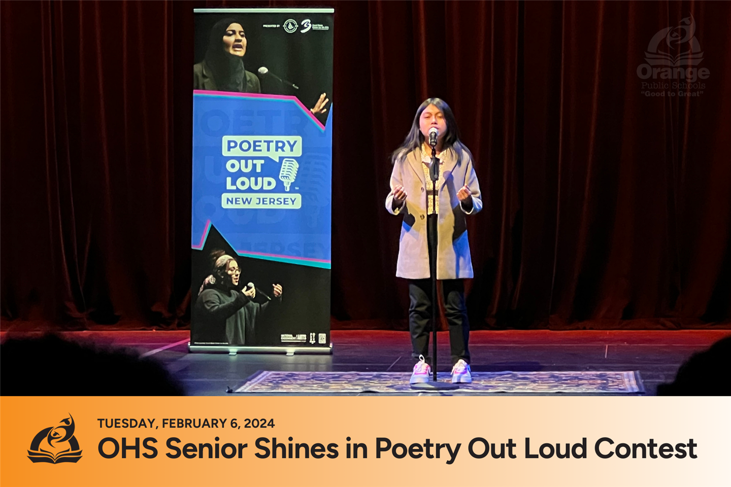 Student shines at Poetry Out Loud contest held at the South Orange Performing Arts Center